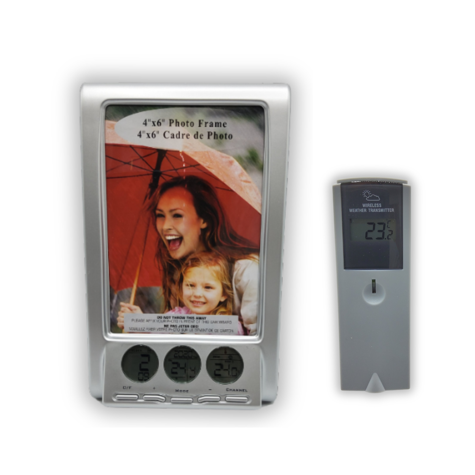 WS1200+WT440 wireless thermo-station receiver and transmitter sensor with photo frame display